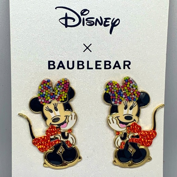 Disney Baublebar Minnie Mouse Christmas Holiday Earrings NWT